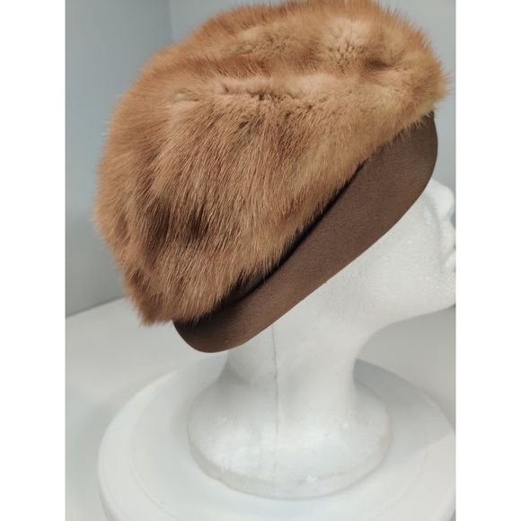 Vintage Mink Beret With Unique Cross Brim Hat from Canada Almost 21\